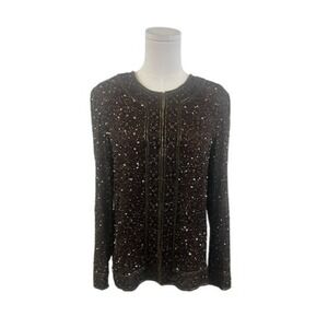 Laurence Kazar 100% Silk Sequin Jacket Party Cocktail Top Vintage Size Small‎